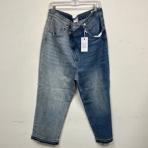 GUC Risen high rise crop straight crossover jeans blue combo